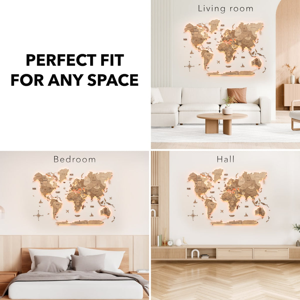 led 3d world map