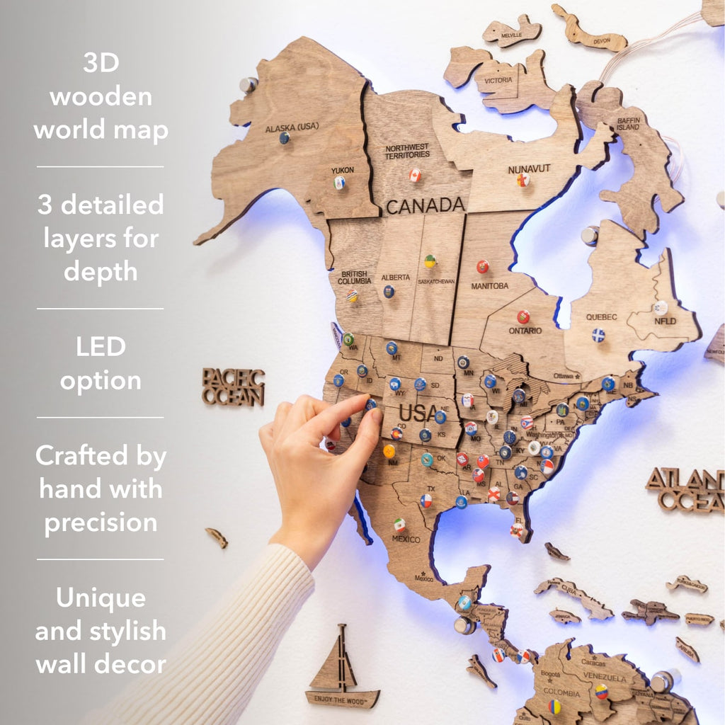 led 3d world map