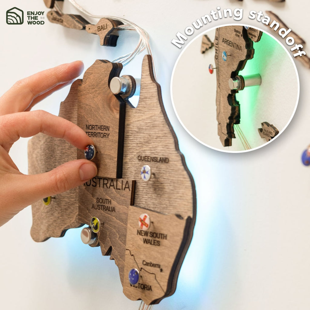 light up wooden world map