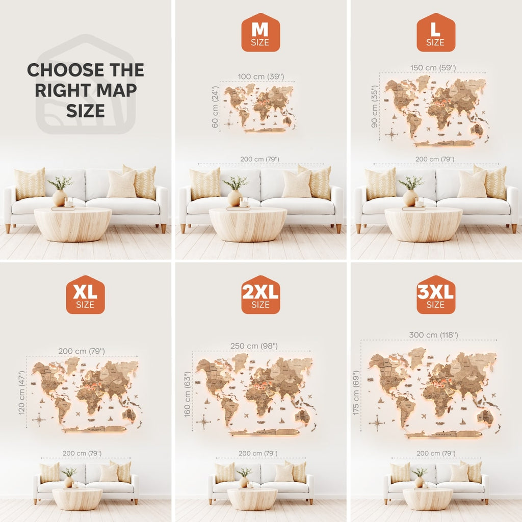 light up wooden world map
