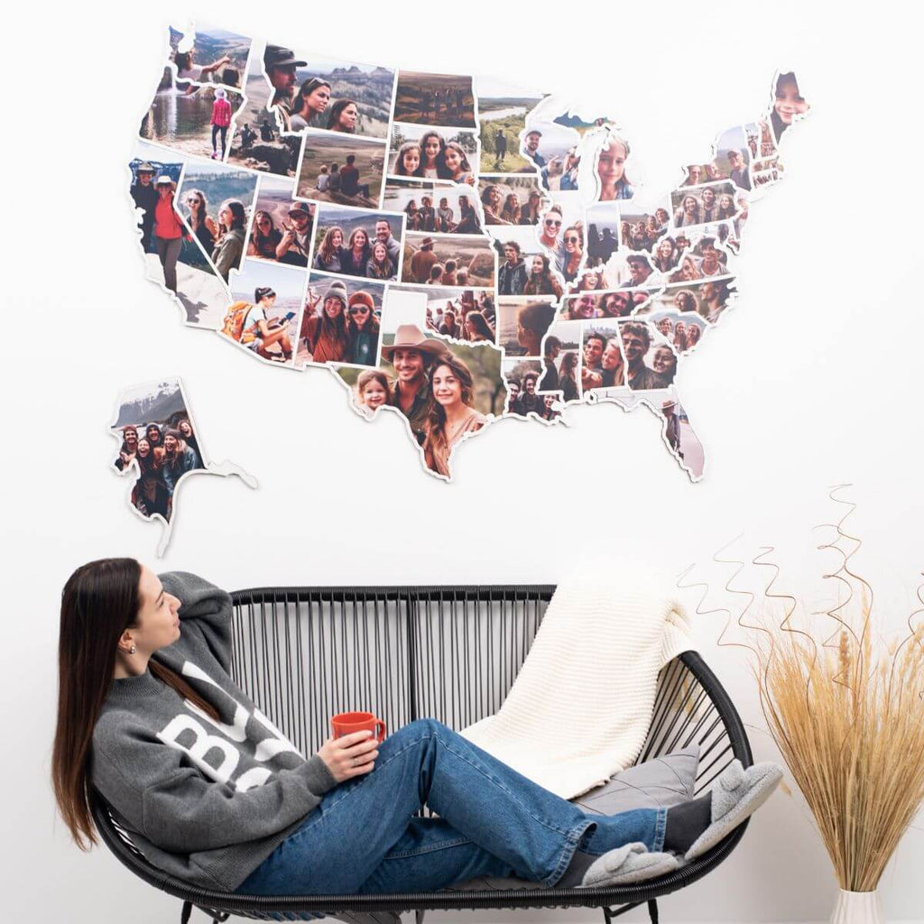 3D Wooden USA Map for Photos Midnight
