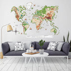 2D Wooden World Map Physical