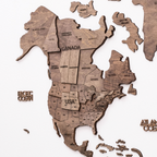 3d wooden map and flag pins