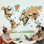 wooden light up world map