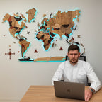 world light up map wooden