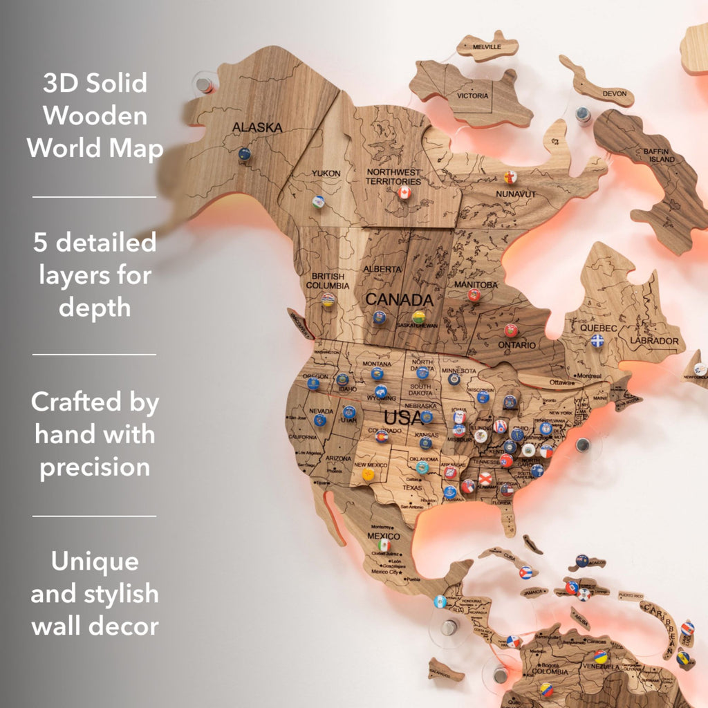 3D-карта світу з масиву дерева