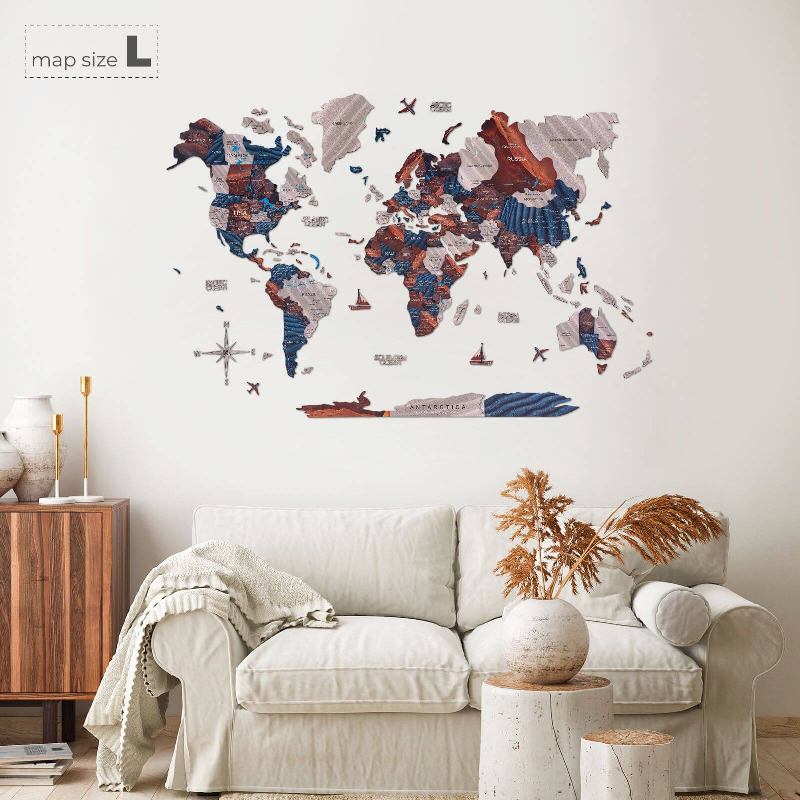 3d wooden map wall decor