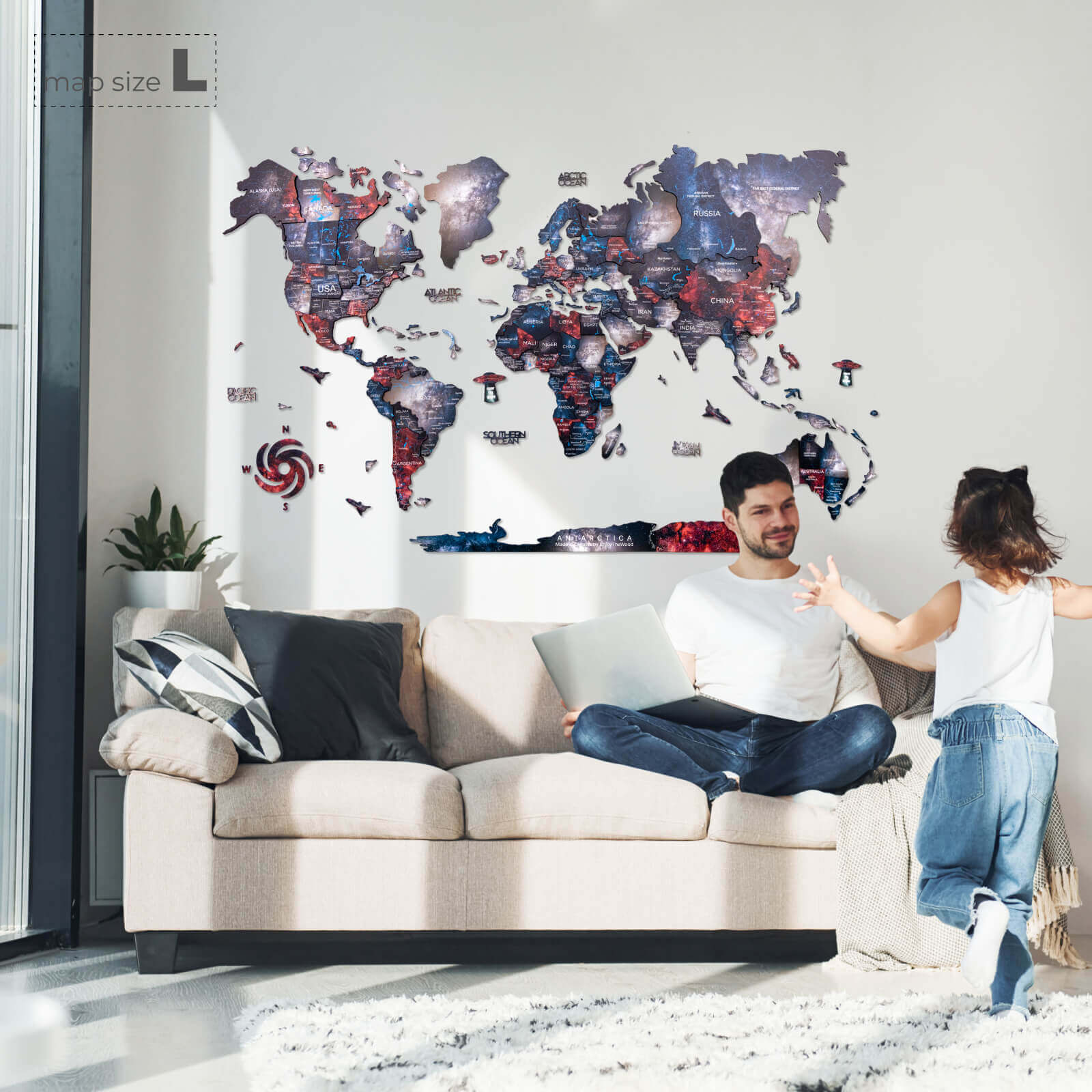 bright colored world map