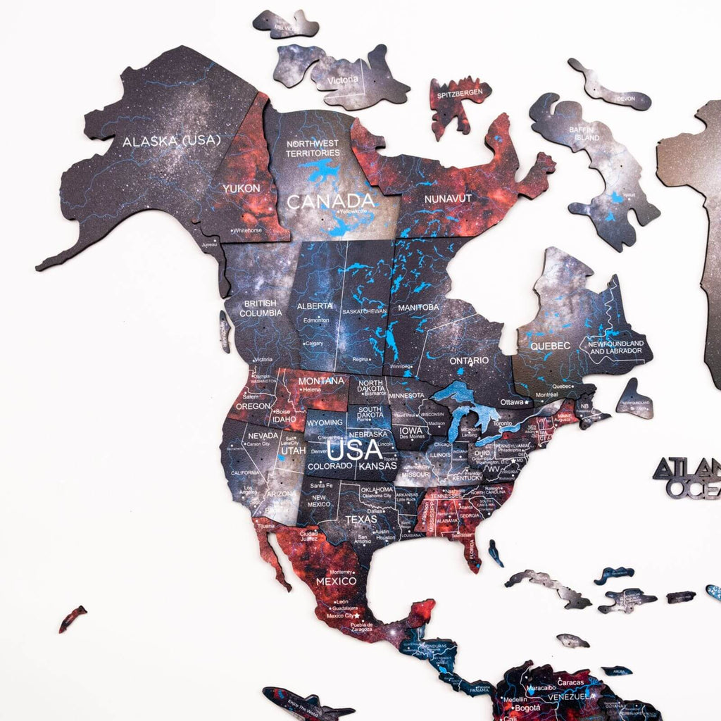 wood bright world map