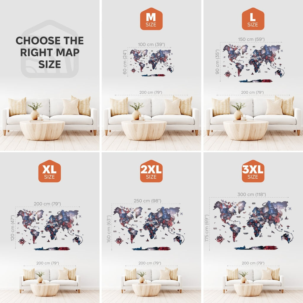 alcor map colored 3d wooden