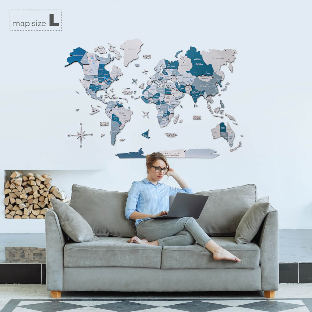 aqua colored world map