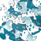 blue woden world map