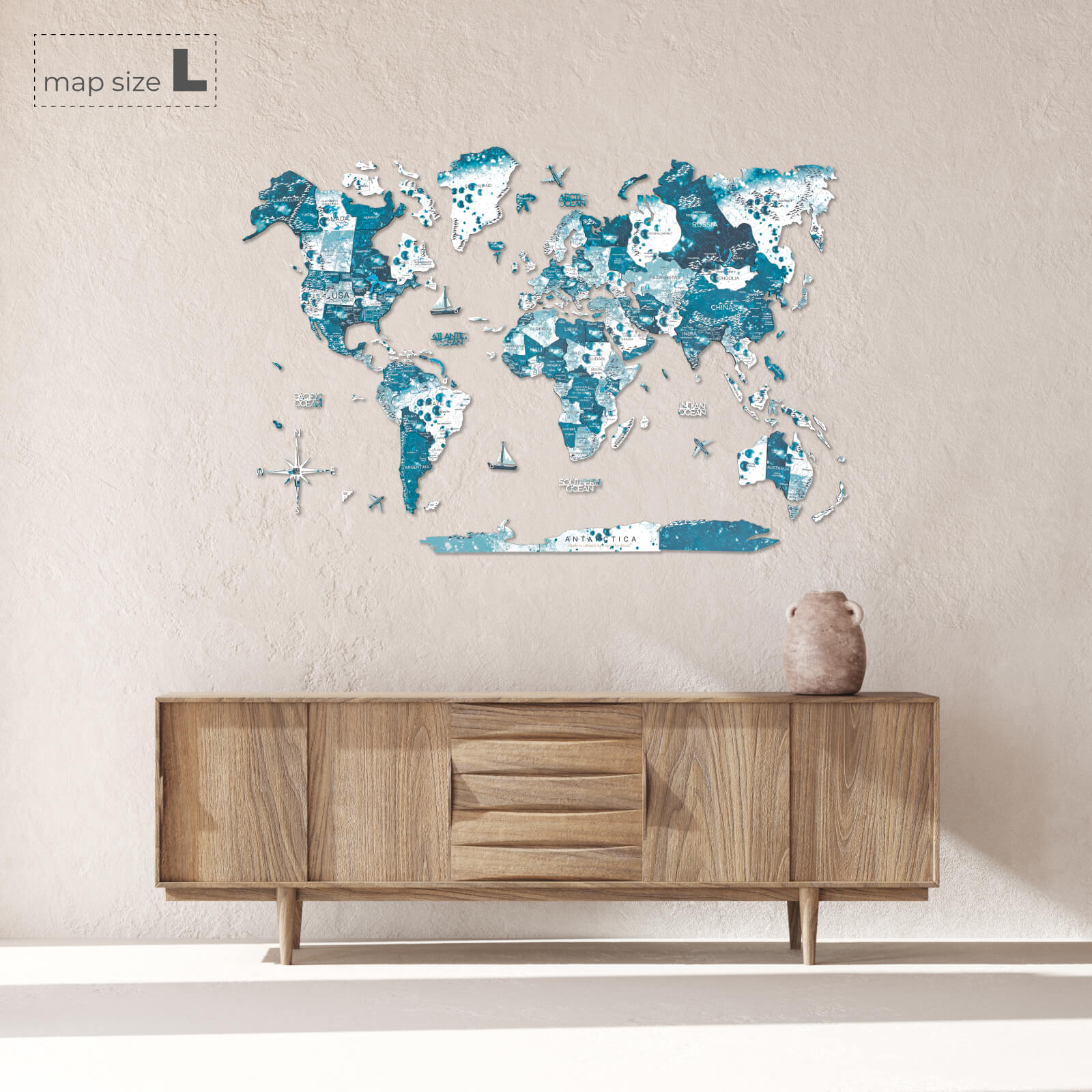 Aurora Wooden World Map