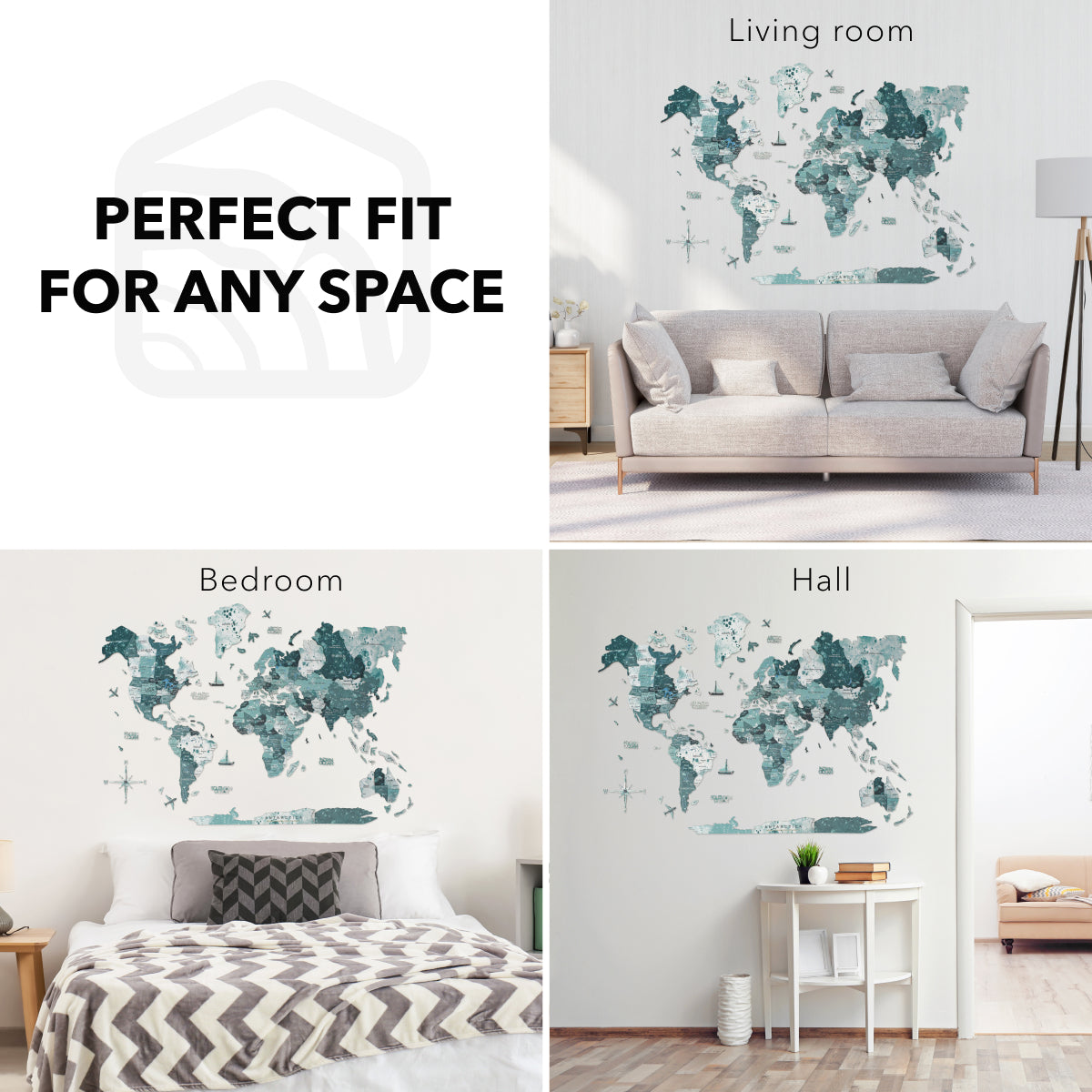 3d colored world map