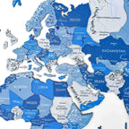 world map in blue color