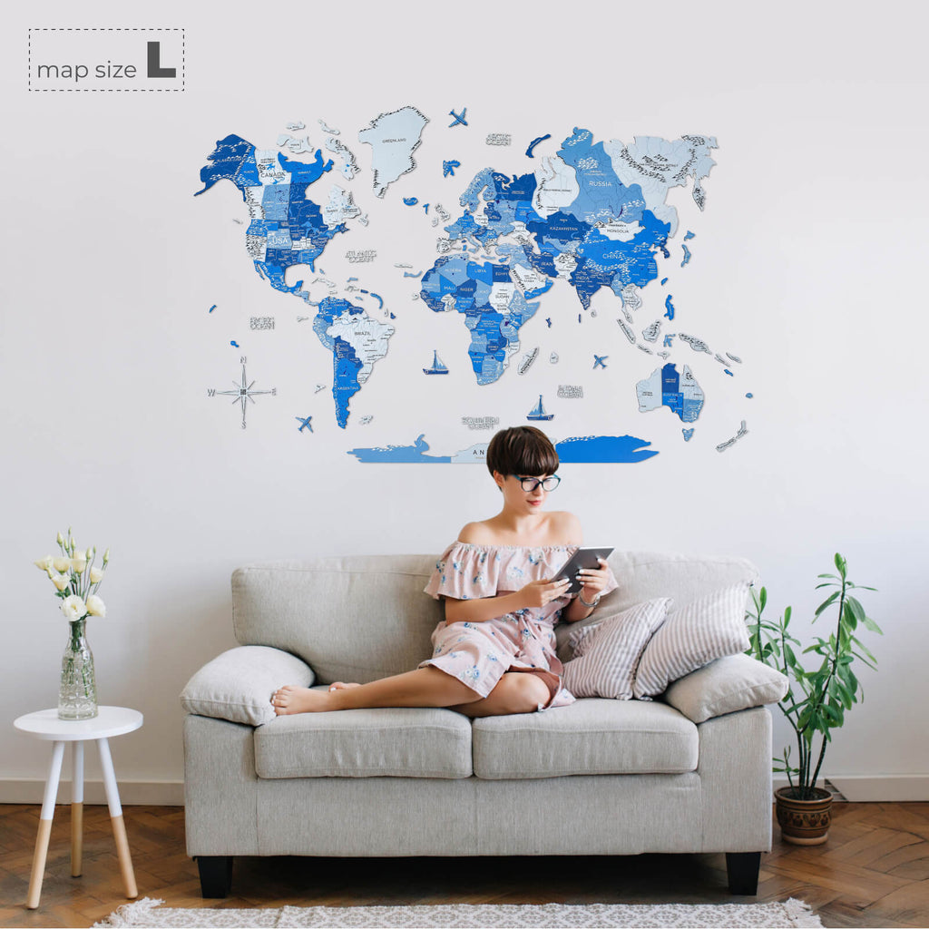 world map in Azur color