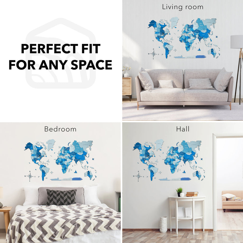 3D colored world map