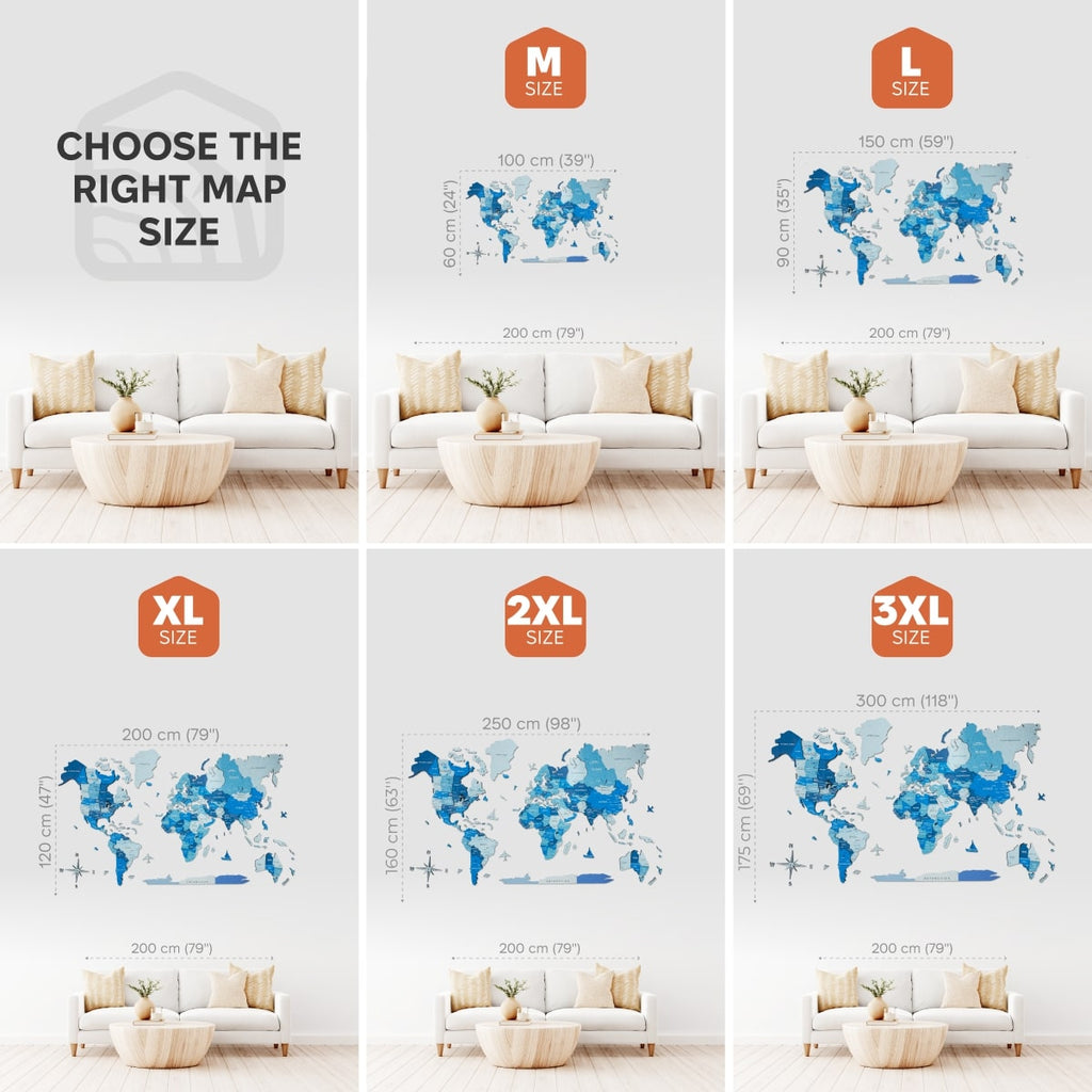 3d world map in blue color