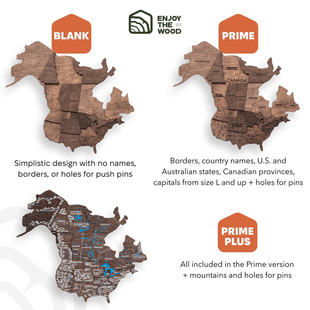 wall wooden map walnut