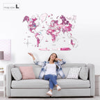 pink world map
