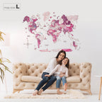 pink world map