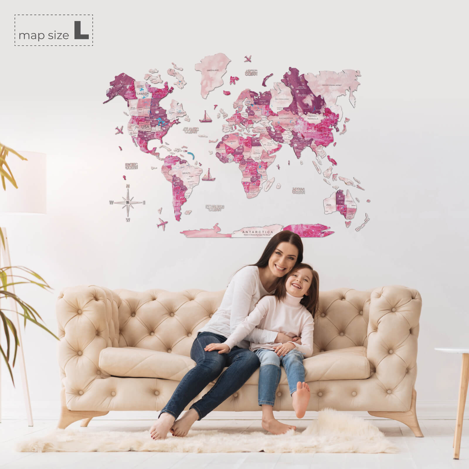 pink world map