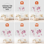 pink wooden world map