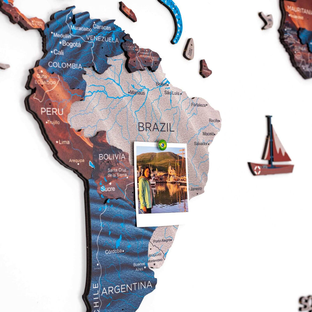 wooden map wall decor