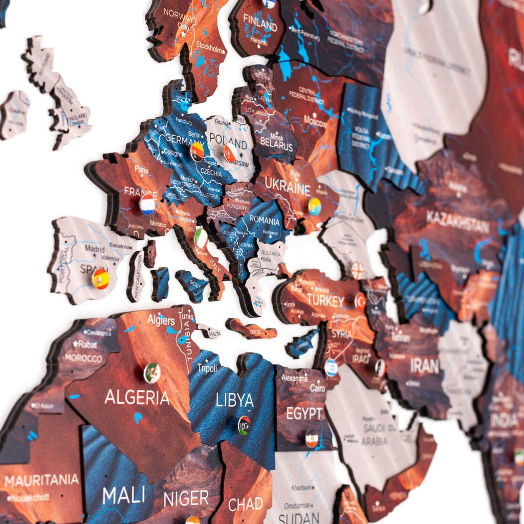 wooden map 3d wall decor