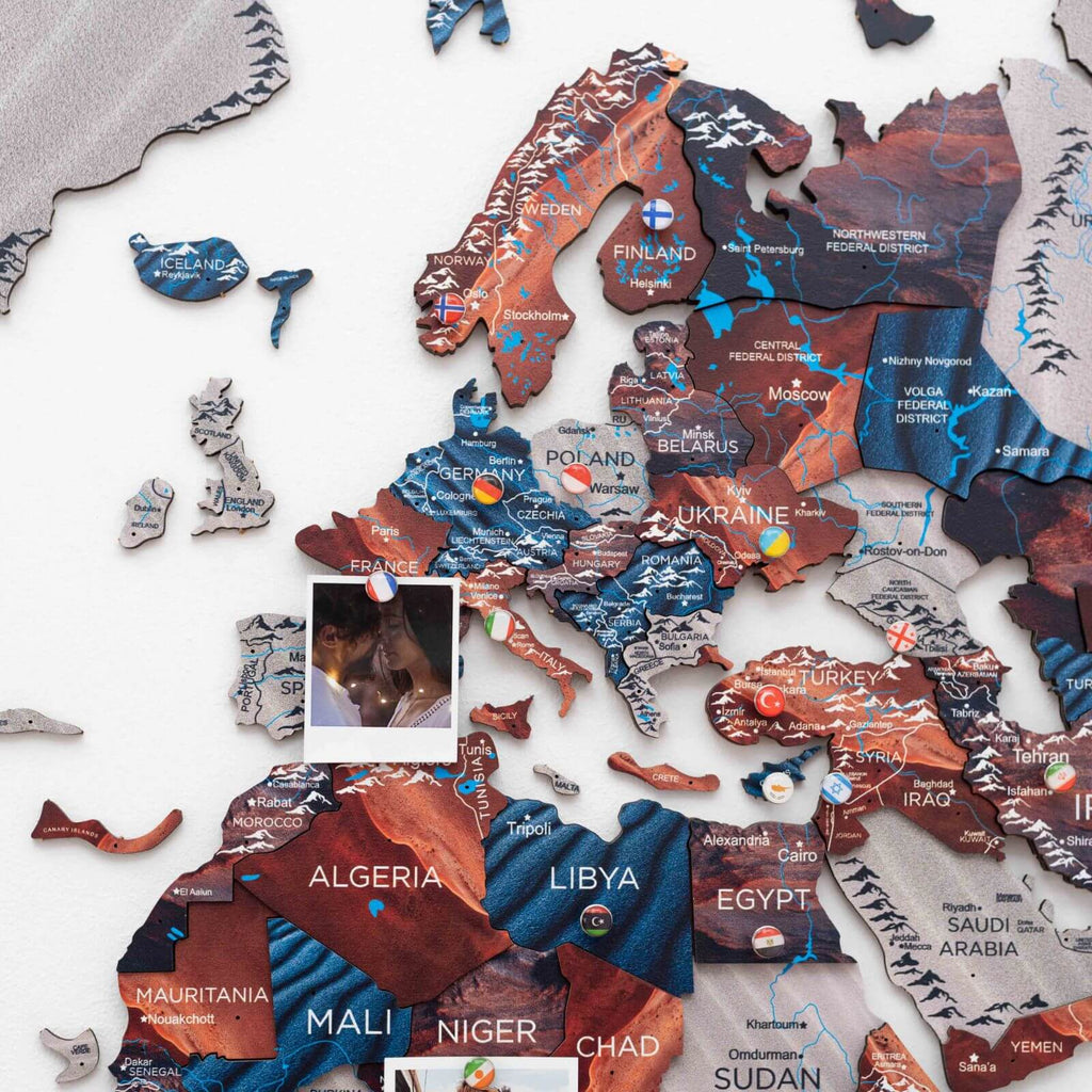 wooden map wall decor