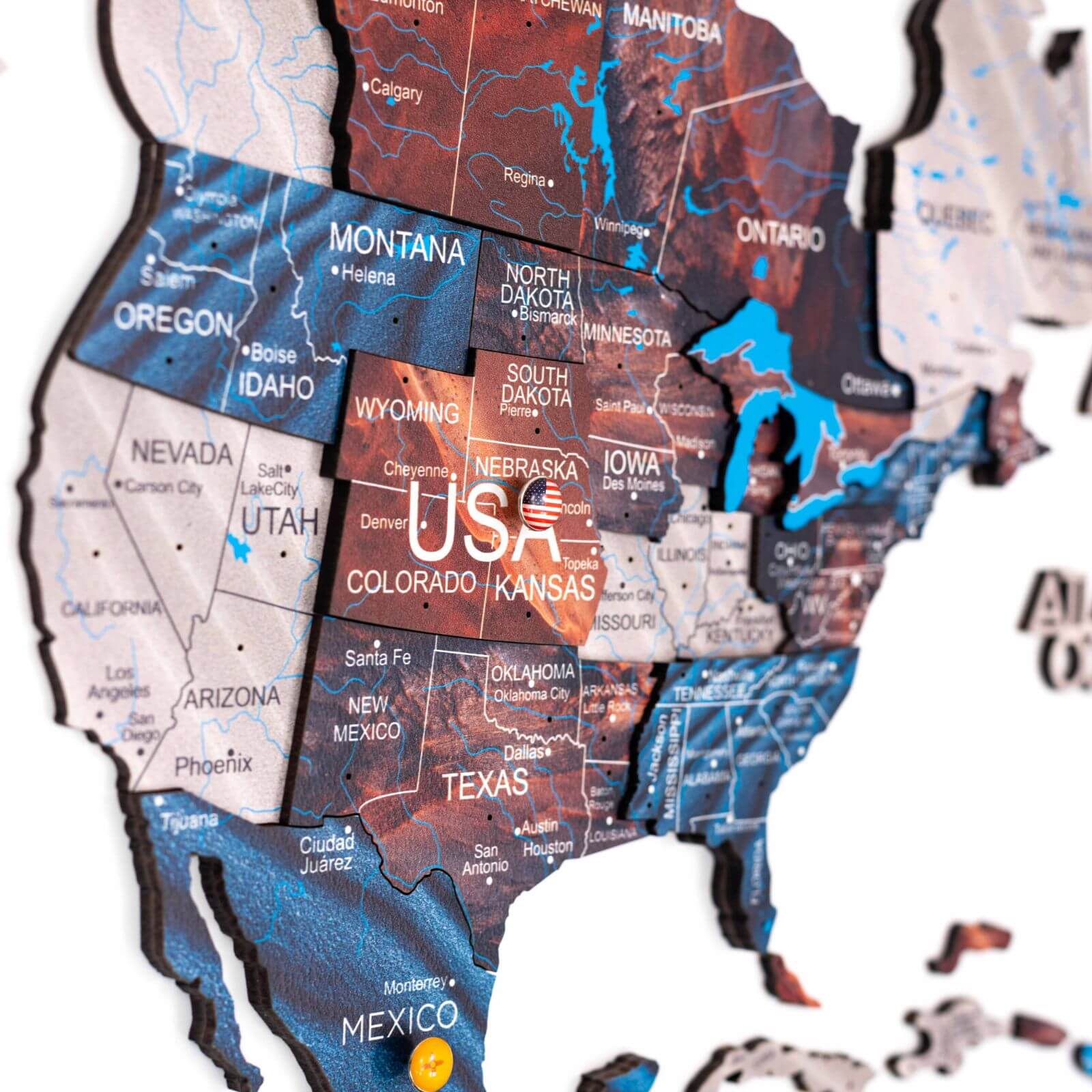 3d colored map wall decor