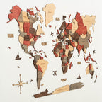 3D wooden world map