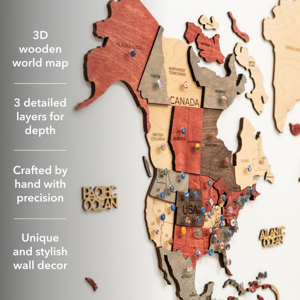 wooden wall map