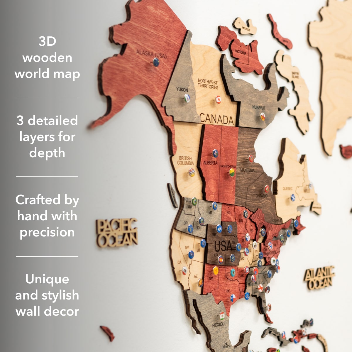 wooden wall map