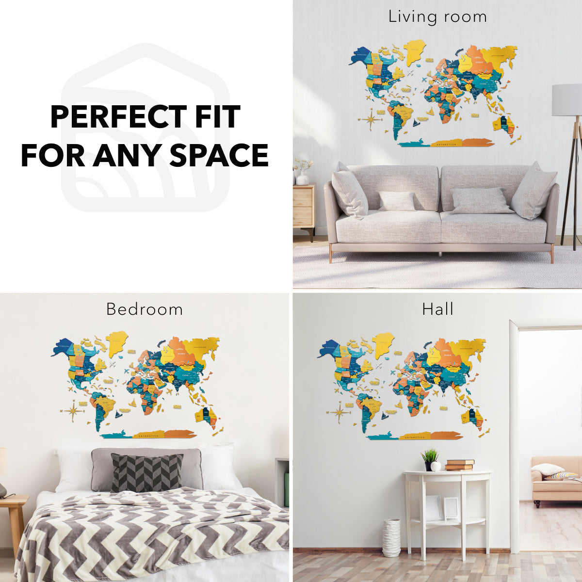 wooden world map
