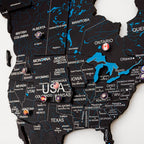 3D Wooden World Map Midnight