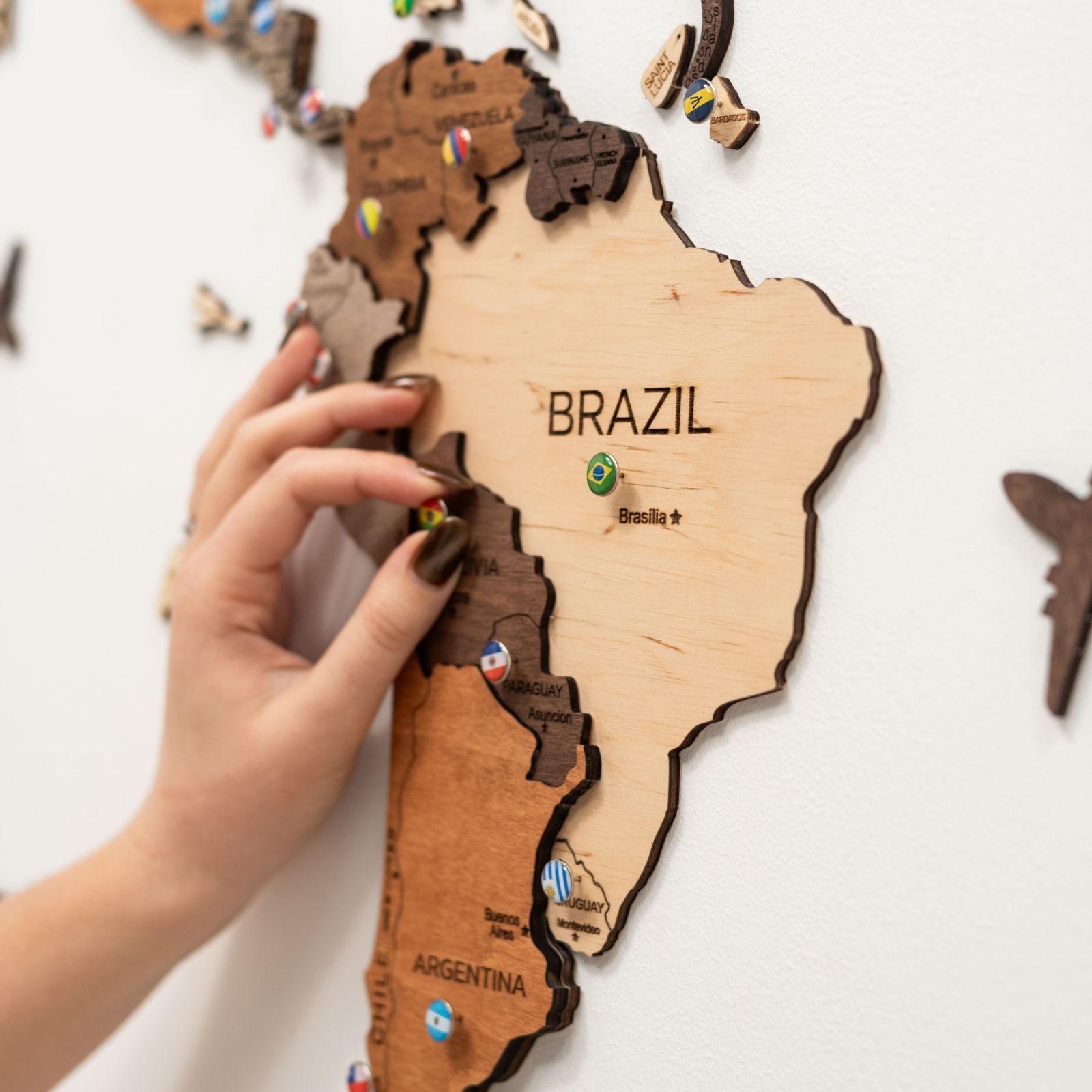 wooden map decor