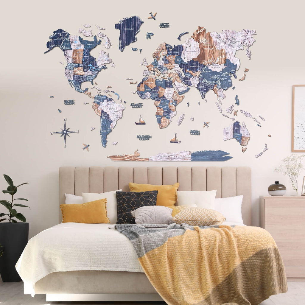 3D colored world map _for wall