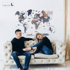 world map painted on wood