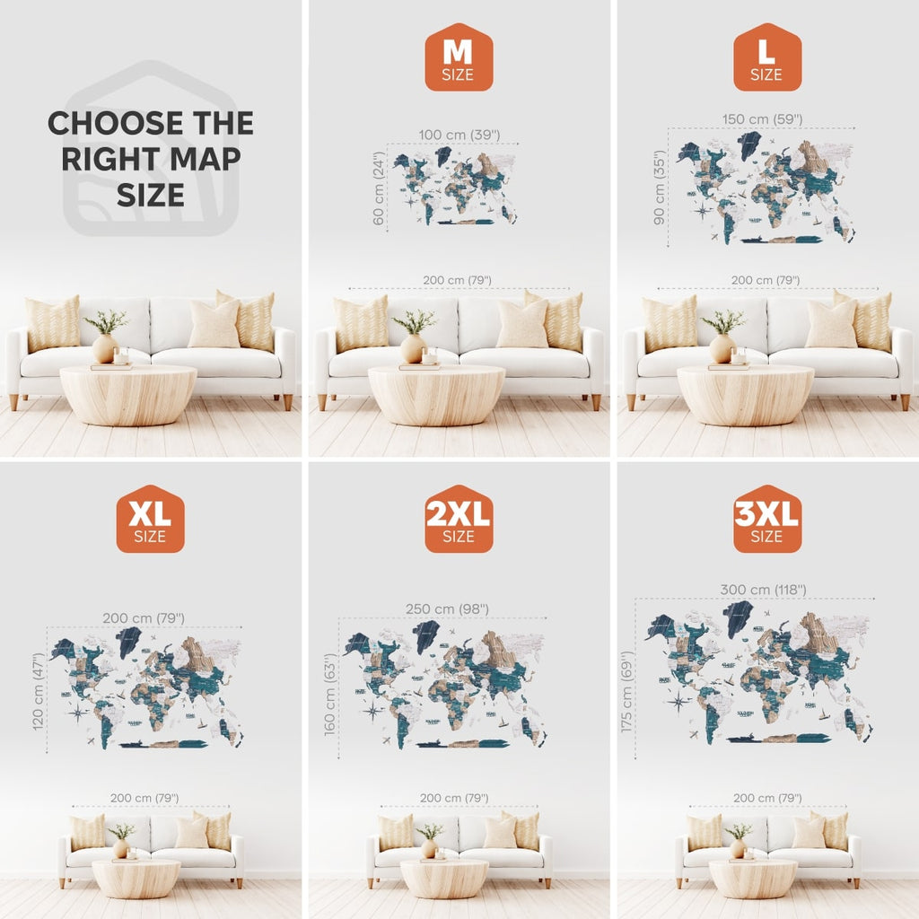 3D colored world map _for wall