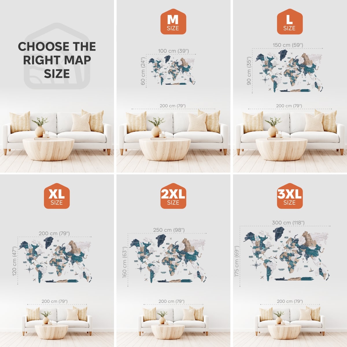 3D colored world map _for wall