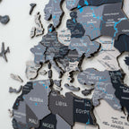 3D colored wooden world map