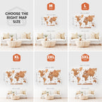 wooden world map oak
