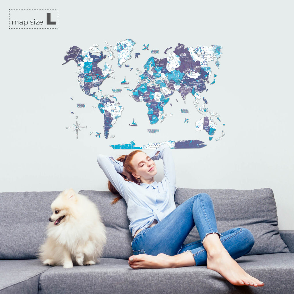 3 d colored world country map