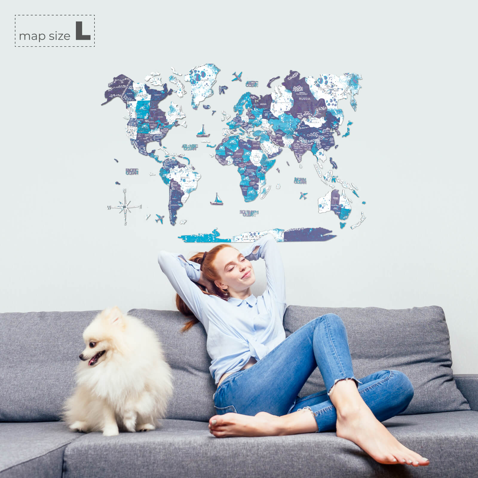 3 d colored world country map