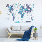 colored wooden world map