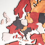 wooden world map in colors
