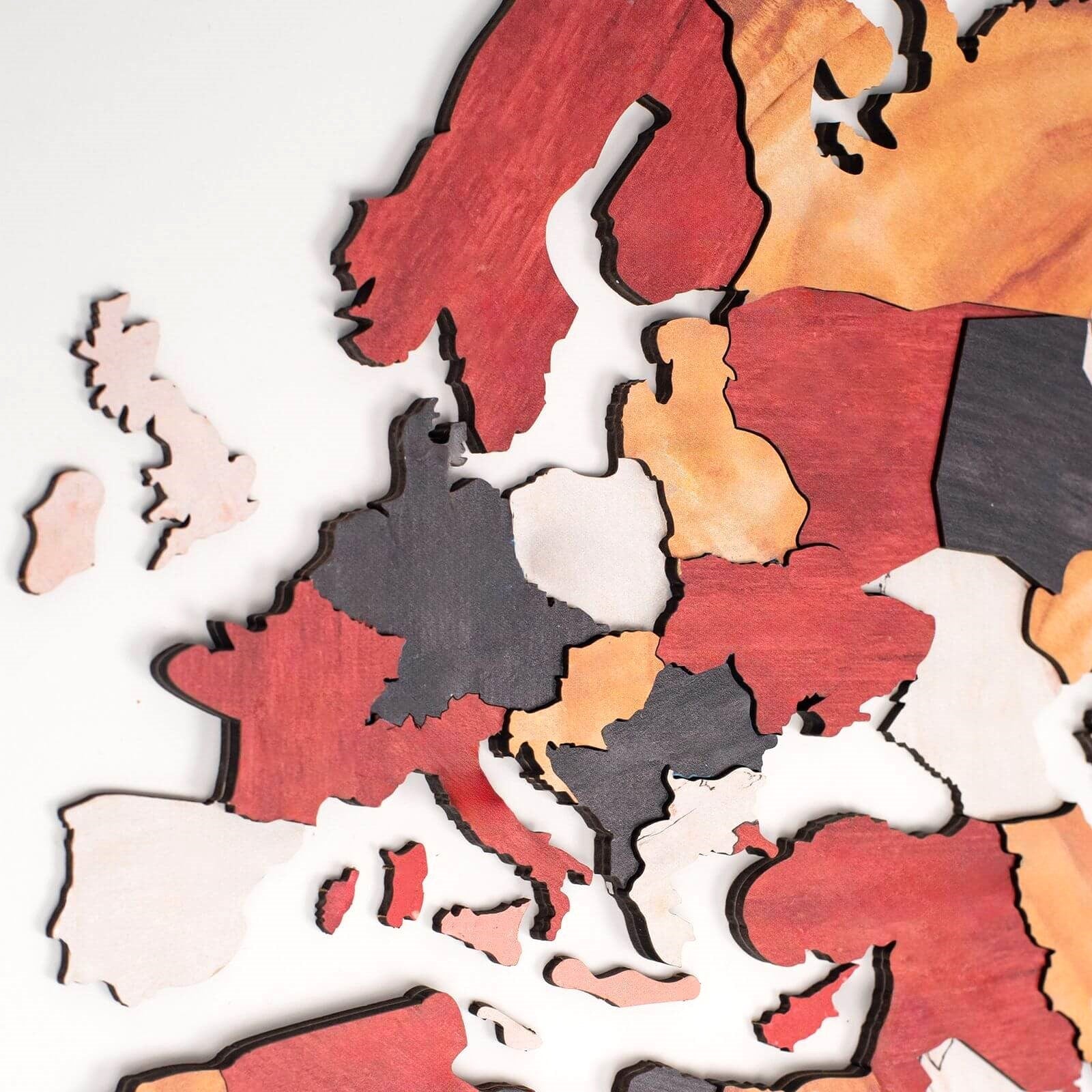 wooden world map in colors