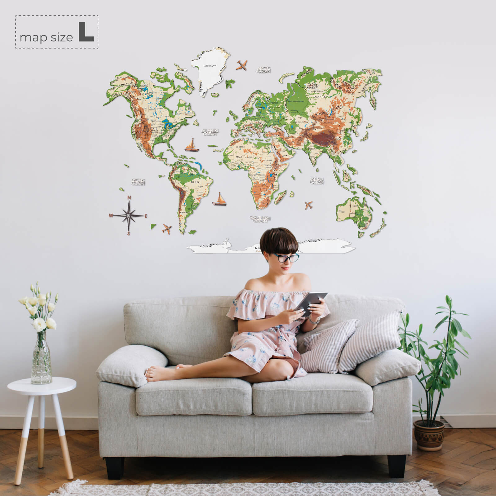 world map colorful art