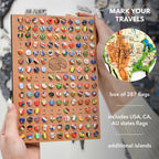world map with magnetic pins for travel